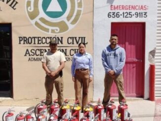 Protección Civil de Ascensión realiza revisión de extintores en edificios públicos y unidades de emergencia