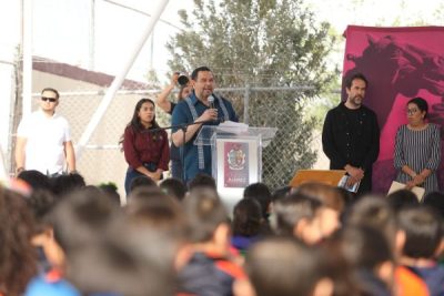 Entrega Presidente Municipal domo a alumnos del Jardín de Niños Rosario Castellanos