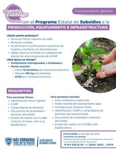 Invita SDR a productores agrícolas a acceder a subsidios para fertilizantes